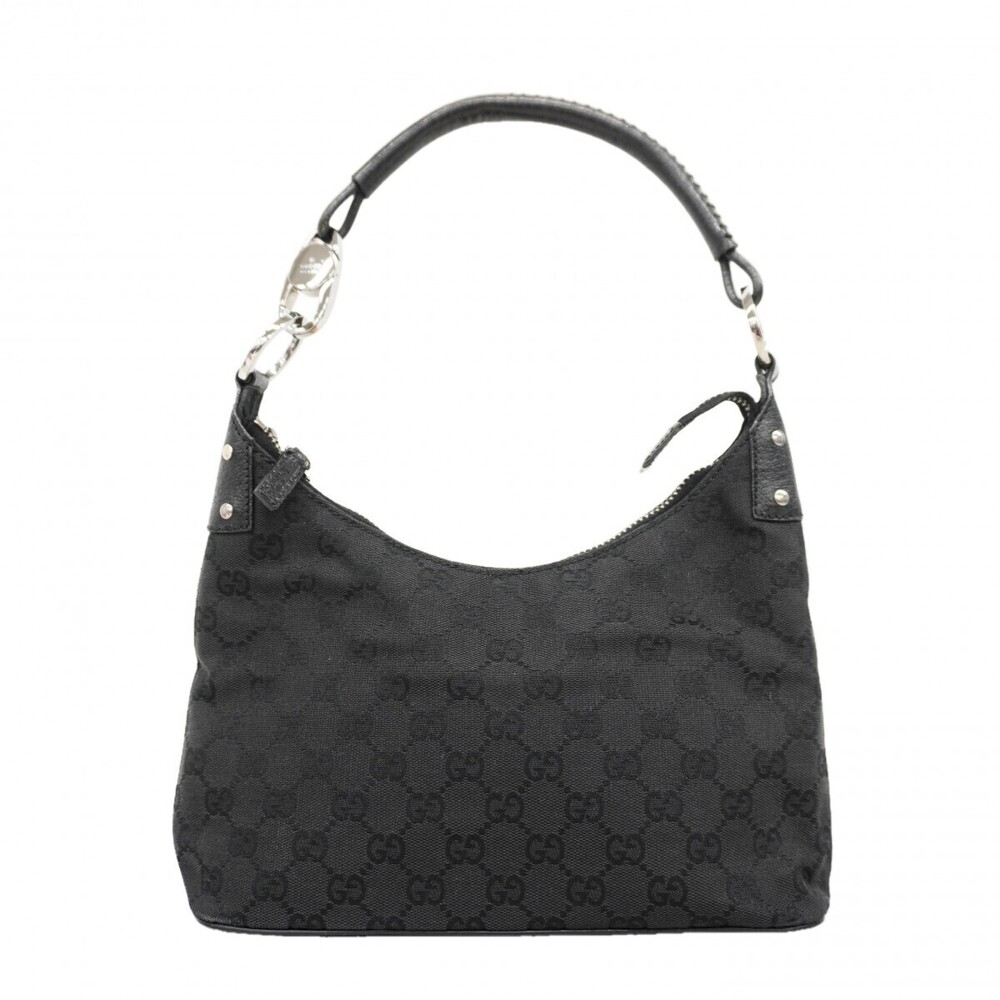 Gucci hobo bag black monogram canvas